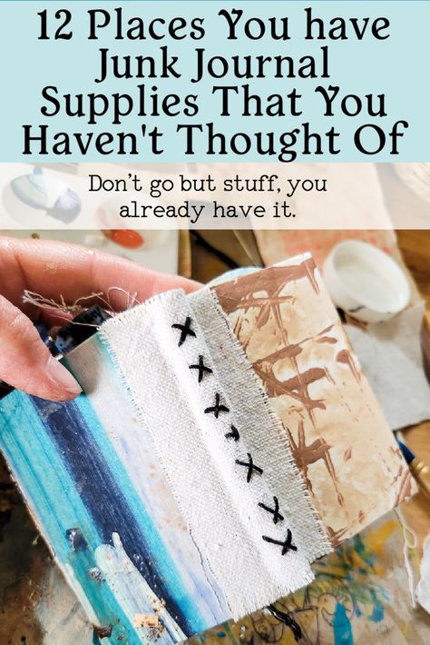 The Best Junk Journaling Supplies and Where to Find Them - Salvaged Living Book Bullet Journal Ideas, Diy Book Making, Smash Journal Ideas, Diy Junk Journal, Printable Note Cards, Adult Color Pages, Homemade Journal, Scrapbook Notebook, Blue Journal