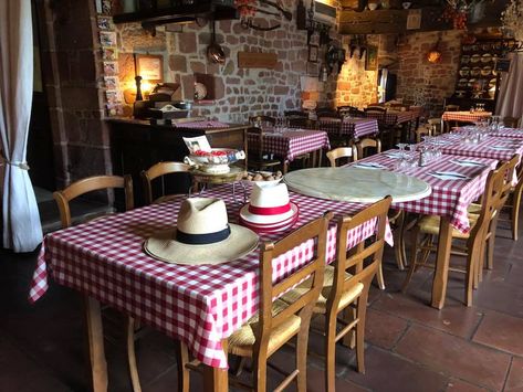 Red checkered tablecloths are alive and well in this family run bistro located in Collanges-la-Rouge in Correze, Southwest France. Red And White Checkered Tablecloth, Red Checkered Tablecloth, Brown Pelican, Gingham Tablecloth, Blackboard Wall, Red And White Gingham, Checkered Tablecloth, Red Checkered, Western Theme