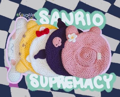 Ribblr Free Crochet Patterns, Sanrio Crochet Pattern, Crochet Kawaii Free Pattern, Cinnamoroll Hat Crochet, Crochet Ideas Sanrio, Sanrio Crochet Free Pattern, Tuxedo Sam Crochet Pattern Free, Kawaii Crochet Pattern Free, Sanrio Crochet Hat