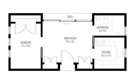 Plan 915-17 - Houseplans.com 12x24 Tiny House Floor Plans, Backyard Casita, Bunkie Plans, 12x24 Tiny House, Guest Studio, Diy Tiny House Plans, Studio Apartment Floor Plans, Tumbleweed Tiny Homes, Tiny House Company