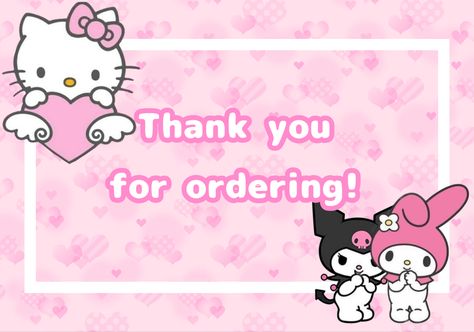 Sanrio Thank You Card, Thank You For Your Order, Sanrio Photocard, Kpop Trading, Happy Mail Packaging, Hello Kitty Invitation Card, Binder Filler, Hello Kitty Invitations, Hang Tag Design