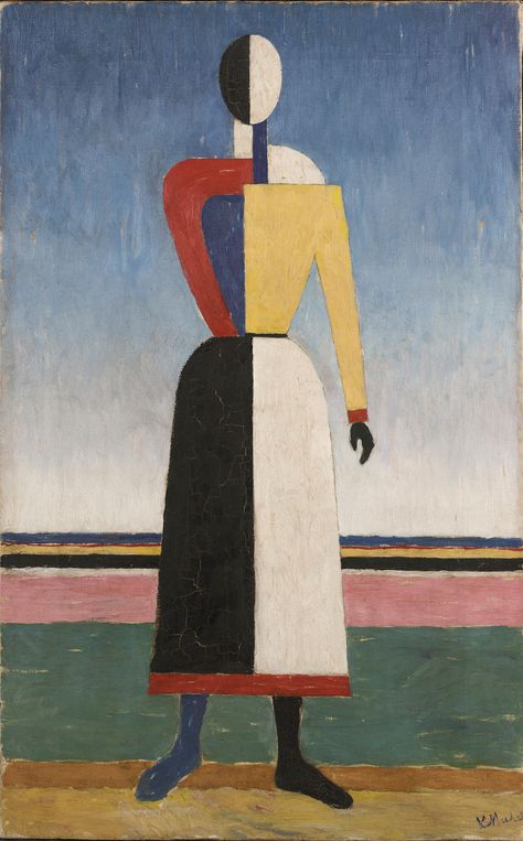 Kazimir Malevich (Russian, 1878-1935), Suprematist Figure, c.1931-32. Oil on canvas, 71 x 44.5 cm. Russian Constructivism, Kazimir Malevich, Cubism Art, Soyut Sanat Tabloları, Easy Canvas Painting, Russian Art, Cubism, Art Movement, Abstract Artists