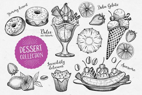 This is 1 of 1000s of beautiful Graphics, ready to use and waiting for you to download now at Envato Elements Banana Split Tattoo, Food Elements, Doodle Elements, Coffee Doodle, Dessert Illustration, Food Doodles, Banana Boat, Graphic Illustrations, Cream Desserts