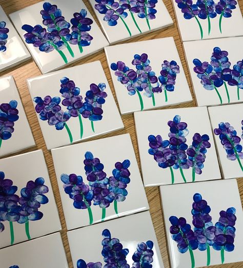 Bluebonnet Fingerprint Craft, Bluebonnet Art Preschool, Bluebonnet Art Project For Kids, Bluebonnet Craft For Kids, Bluebonnet Craft Preschool, Blue Day Activity For Kindergarten, Bluebonnet Craft, Blue Day Crafts Preschool, Blue Day Activities Preschool