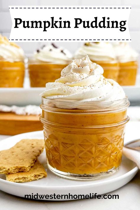 Easy, creamy Pumpkin Pudding is lusciously smooth and filled with all the warm and cozy fall flavors of pumpkin pie. Fast, easy dessert you can whip it up in just 5 minutes with 5 ingredients! Pudding Pumpkin Pie, Pumpkin Pie Pudding, Pumpkin Pudding Recipes, Holidays Treats, Pumpkin Spice Desserts, Easy Pumpkin Dessert, Pumpkin Crunch Cake, Homemade Pumpkin Spice Latte, Pumpkin Sheet Cake