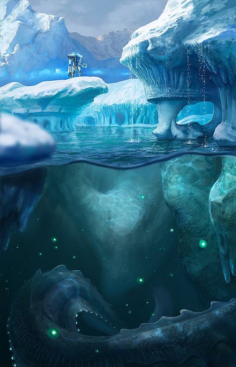 Concept Art | Subnautica: Below Zero | FANDOM powered by Wikia Subnautica Creatures, Subnautica Concept Art, Subnautica Below Zero, Concept Art Landscape, Below Zero, Sea Monsters, Fantasy Art Landscapes, Fantasy Concept Art, Arte Fantasy