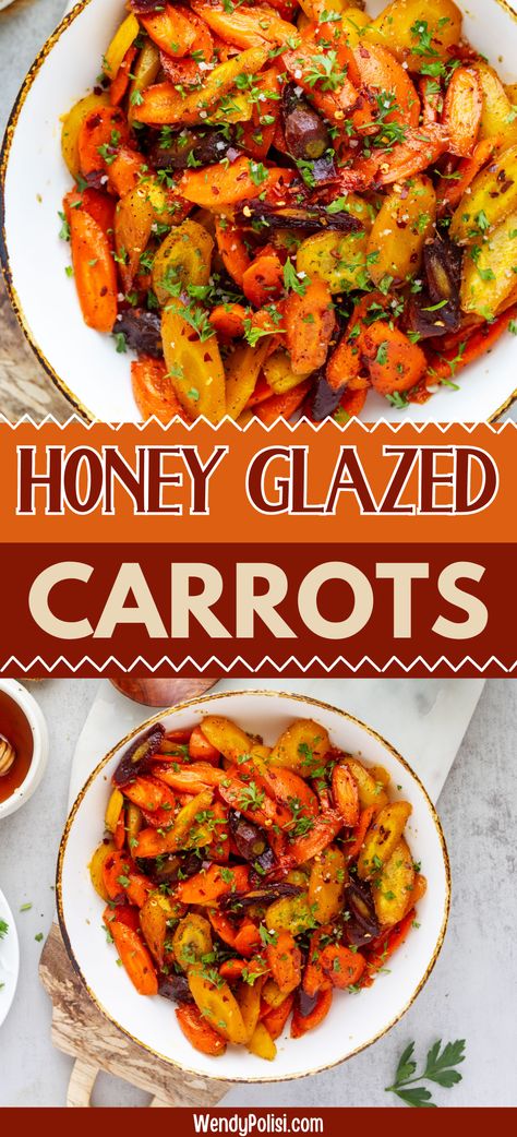 For a no-fuss side dish that will make your family dinners special, this recipe for Honey Glazed Carrots is just what you need. In less than 30 minutes, you’ll have tender, perfectly caramelized carrots with a deliciously sweet glaze that will have your family coming back for more. This recipe is easy enough for a weeknight and delicious enough for your holiday table. Asian Carrots, Carrot Recipes Side Dishes, Roasted Beets And Carrots, Caramelized Carrots, Honey Carrots, Carrot Chips, Honey Glazed Carrots, Sweet Glaze, Honey Glazed