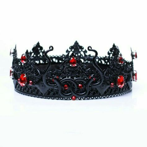 Black Tiara, Gothic Crown, Male Crown, Crown Aesthetic, Crown Headpiece, Red Crown, Goth Wedding, Headpiece Jewelry, Black Crown