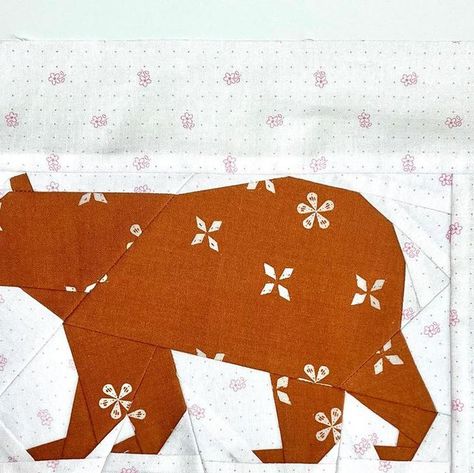 Tori on Instagram: "My last block for #natsautumnmeetsthewoods quilt is this mama bear and cub. It started out as only the mama bear but I decided she needed a cub so I shrunk the pattern down by 50% and made a second bear 🐻 Hope you like it @sew_nat 💕 Pattern is by Schenley P on Etsy #crossingseasquiltbee #bearquiltblock #schenleyppatterns" Bear Quilt Pattern, Foundation Paper Piecing Patterns, Bear Quilts, Paper Piecing Patterns, Foundation Paper Piecing, Mama Bear, Black Bear, May 17, Paper Piecing