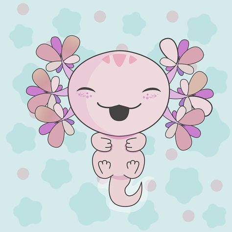 Axolotl Cat Drawing, Axolotl Illustration, Axolotl Clipart, Animated Axolotl, Cute Anime Axolotl, Anime Galaxy, Goth Art, Art Party, Animal Theme