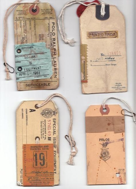 Vintage Branding of the Ralph Lauren Polo Collection - The Silent P Menu Vintage, Library Cards, Hang Tags Clothing, New Victorian, Graphic Projects, Photo Scrapbook, Clothing Tags, Tag Design, Vintage Labels