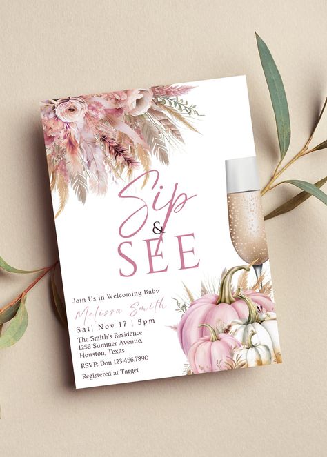 Sip And See Themes, Baby Sip And See Ideas, Sip And See Party, Sip And See Invitation, Sip N See, Tropical Birthday Invitations, Boho Florals, Email Invitation, Sip And See