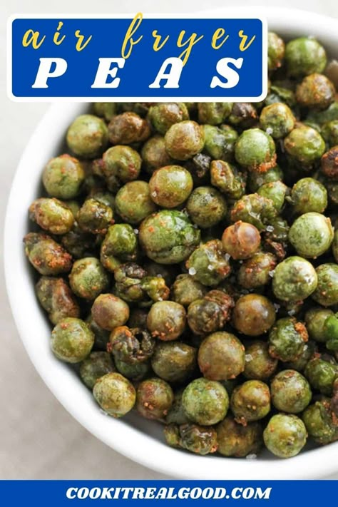 Crispy Peas Snack, Air Fried Peas, Roasted Peas Oven, Roasted Green Peas, Canned Green Peas Recipes, Air Fryer Peas, Recipes With Canned Peas, Puffed Beans Air Fryer, Roasted Veggies In Air Fryer