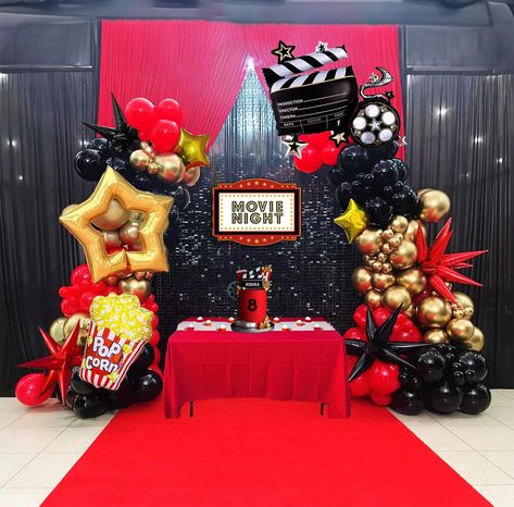 PRICES MAY VARY. 【Movie Themed Balloon Kit】 includes the following 119PCS different sizes of 5 inch, 10 inch, 12 inch and 18 inch balloons. We chose red and black gold as the theme palette and added mylar 40 inch pentagram, 32 inch movie camera Clapperboard , 26 inch starburst, 24 inch popcorn and 18 inch star balloons with glue dot chain set, allowing you to replace the atmosphere of the protagonist, which is a perfect complement for birthday and anniversary movie themes 【100% Reliable Color 】 Black And Gold Balloon Garland, Gold Balloon Garland, Movie Night Theme, Hollywood Party Theme, Corporate Holiday Party, Night Theme, Black And Gold Balloons, Movie Themed Party, Popcorn Party