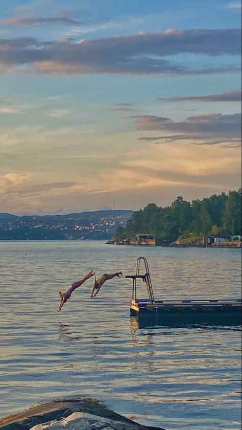 Scandi Summer Aesthetic, Sea Swimming Aesthetic, Mountain Summer Aesthetic, Scandinavia Aesthetics, Sweden Aesthetic Summer, Aesthetic Scandinavia, Summer In Scandinavia, Happy Place Aesthetic, Summer Season Aesthetic