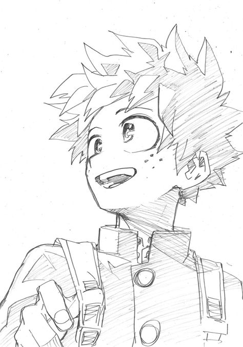 Midoriya Izuku - Boku no Hero Academia 캐릭터 드로잉, Fan Art Drawing, Anime Drawings Tutorials, Anime Character Drawing, Hero Academia Characters, Drawing Challenge, Anime Sketch, Izuku Midoriya, Pen Drawing