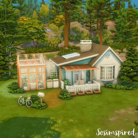 Sims 4 Cottage, Lotes The Sims 4, Tiny House Exterior, Sims 4 House Plans, Sims 4 House Building, Sims 4 House Design, Casas The Sims 4, Sims Building, Sims House Plans