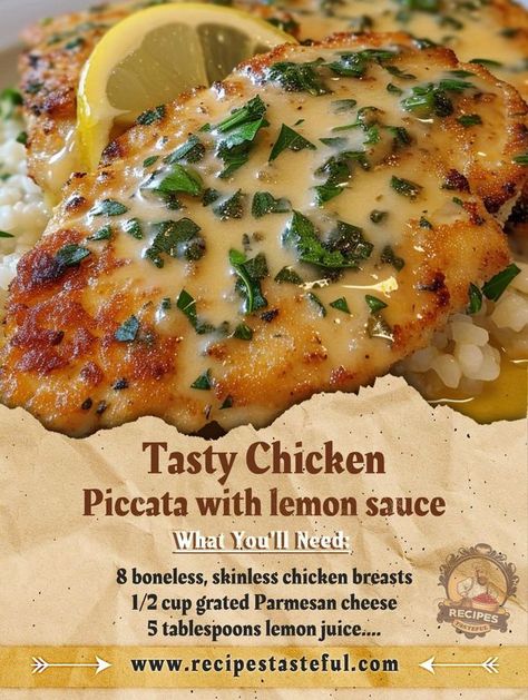 Lidia Bastianich - Lovers 👩🏻‍🍳🥣 | Tasty Chicken Piccata with lemon sauce | Facebook Lidia Bastianich Recipes Chicken, Italian Chicken Piccata, Baking Powder Chicken Wings, Chicken Piccata With Lemon Sauce, Chicken Piccata Easy, Lidia Bastianich Recipes, Nonna Pia, Piccata Sauce, Marion Grasby