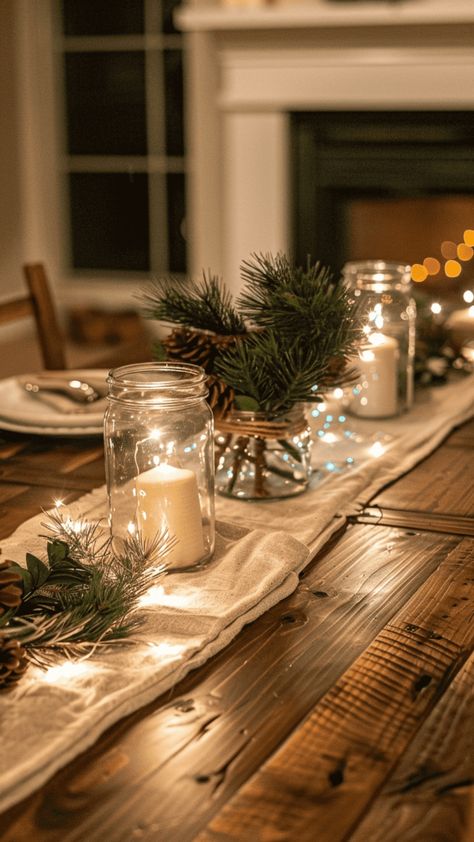 Looking for Thanksgiving Centrepiece Ideas for your tablescape? I've got you! Thanksgiving is a time to gather with loved ones, share delicious food, and create lasting memories. Here are 45+ Thanksgiving Centrepiece Ideas to make your table look gorgeous! Pine Branch Table Decor, Boho Christmas Table Centerpiece, Christmas Display Table, Thanksgiving Christmas Table Settings, Christmas Centerpiece Long Table, Styling Table Decor, Long Table Christmas Decor, Old Fashioned Christmas Table Decor, Decorating A Table For Christmas