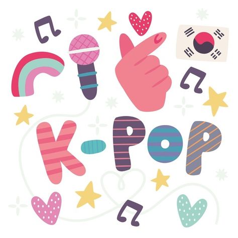 Kpop Lettering, Music Lettering, Kpop Kiss, Music Letters, Love Scrapbook, Kpop Random, Heart Illustration, K Wallpaper, All About Kpop