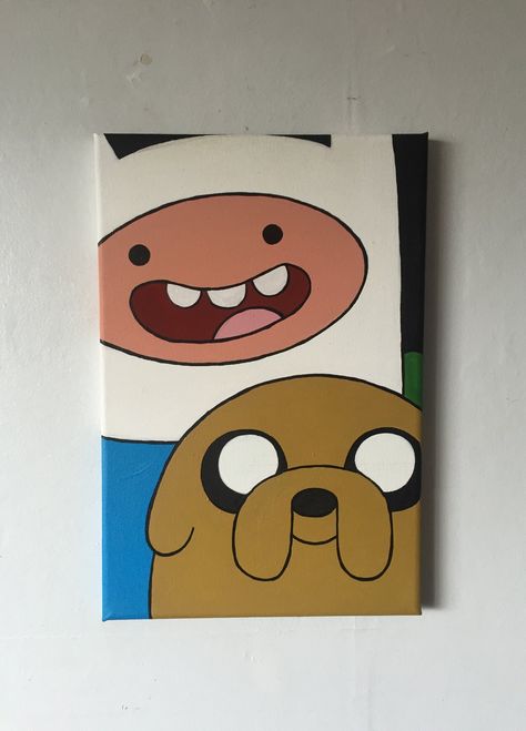 Adventure Time Acrylic Painting, Cartoon Canvas Art Paintings, Adventure Time Painting Ideas, Adventure Time Canvas Painting, Cartoon Art Painting Easy, Cartoon Characters To Paint, Easy Cartoon Paintings, Aesthetic Cartoon Painting Easy, Adventure Time Canvas