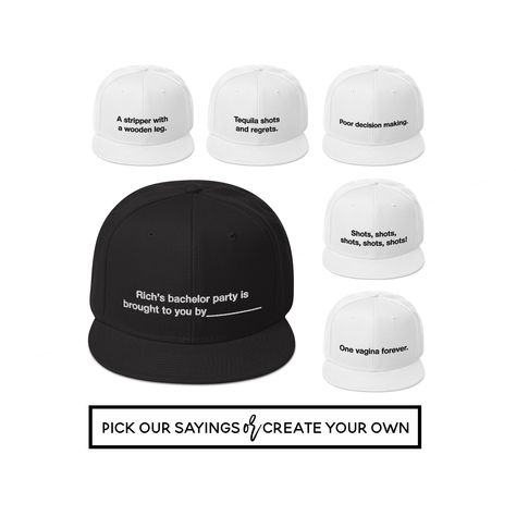 Bachelor Party Hats, Groom Squad, Hilarious Sayings, Guys Trip, Magic Bag, Bachelor Parties, Top Hats, Personalized Beach Towel, Moustaches