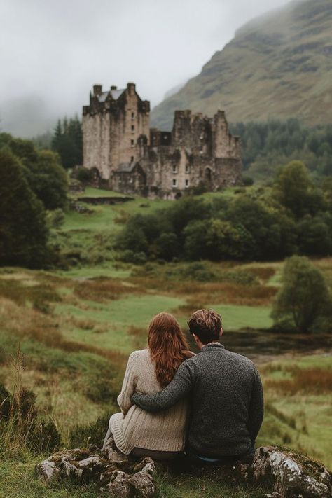 Embark on a romantic road trip through the Scottish Highlands. Explore dramatic landscapes, stay in cozy inns, and discover ancient castles together. 🚗🏰🌲 #ScottishHighlandsLove #RoadTripRomance #CouplesAdventure Castle Couple Aesthetic, Travel Scotland Aesthetic, Hogwarts Couple Aesthetic, Scottish Man Aesthetic, Scottish Castles Highlands, Scotland Highlands Aesthetic, Scotland Proposal, Scottish Highlands Aesthetic, Edinburgh Couple