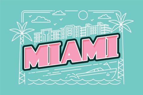 Miami city lettering | Free Vector #Freepik #freevector #design #city #typography #font Miami Graphic Design, Hawaii Images, Miami Images, Miami Logo, Miami Hotels, Miami City, Live Nation, Diy Travel Journal, Lettering Download