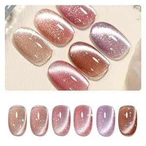 GAOY Pink Ocean Cat Eye Gel Nail Polish Set with Magnet for Holographic Cat Eye, Salon Gel Manicure and Nail Art DIY at Home Glitter Cat Eye, Gel Nail Set, Pink Ocean, Cat Eye Gel, Nail Polish Set, Gel Nail Polish Set, Led Nail Lamp, Gel Polish Colors, Nail Polish Sets