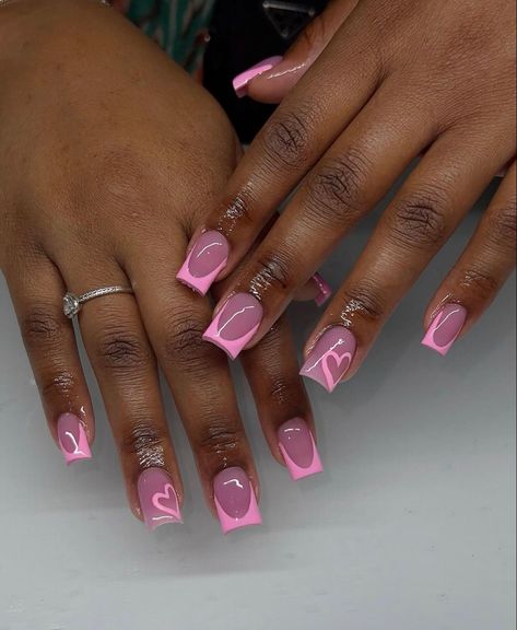 Cute Pink Nails, Girly Acrylic, Acrylic Toe Nails, Acrylic Nail Set, Colored Acrylic Nails, Girly Acrylic Nails, French Tip Acrylic Nails, French Acrylic Nails, Short Square Acrylic Nails