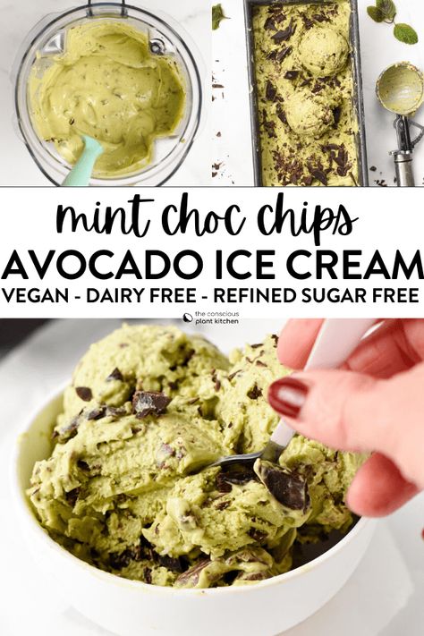 This Easy Avocado Ice Cream recipe is a delicious creamy mint ice cream recipe made from ripe avocado with dark chocolate chunks. It's an healthier twist to the classic Mexican avocado ice cream made with no refined sugar or dairy. Avacado Ice Cream, Avocado Ice Cream Vegan, Pumpkin Nice Cream, Mint Ice Cream Recipe, Avocado Ice Cream Recipe, Mexican Avocado, Chocolate Avocado Smoothie, Avocado Ice Cream, Banana Smoothie Bowl