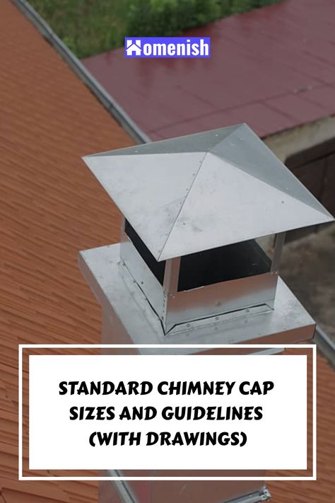 For masonry chimneys, common chimney cap sizes include 8 inches by 8 inches, 8 inches by 13, 8 inches by 17, 13 inches by 13 inches, and 13 inches by 17 inches. A metal chimney cap is generally between 6 and 10 inches in diameter. Metal Chimney, Shower Plumbing, Kitchen Cabinets And Countertops, Colour Architecture, Chimney Cap, House Foundation, Painted Vinyl, Interior Decorating Styles, Exterior Remodel