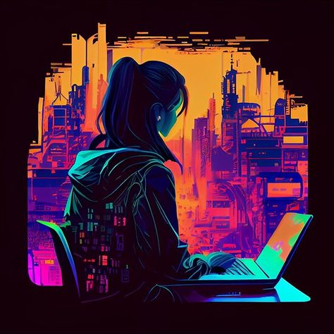 Hacker Aesthetic Girl, Hacker Girl Aesthetic, Coding Aesthetic Girl, Coding Girl Aesthetic, Tech Girl Aesthetic, Cyberpunk Hacker, Hacker Art, Coding Images, Hacker Girl