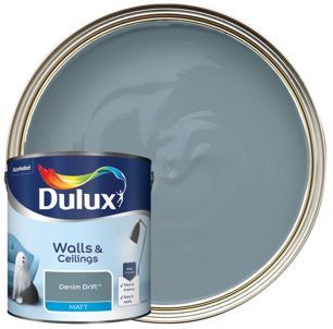 Dulux Matt Emulsion Paint - Denim Drift 2.5L | Wickes.co.uk Dulux Denim Drift, Dulux Blue, Kitchen Matt, Chic Shadow, Denim Drift, Polished Pebble, Diy And Home Improvement, Painted Denim, Kitchen Paint