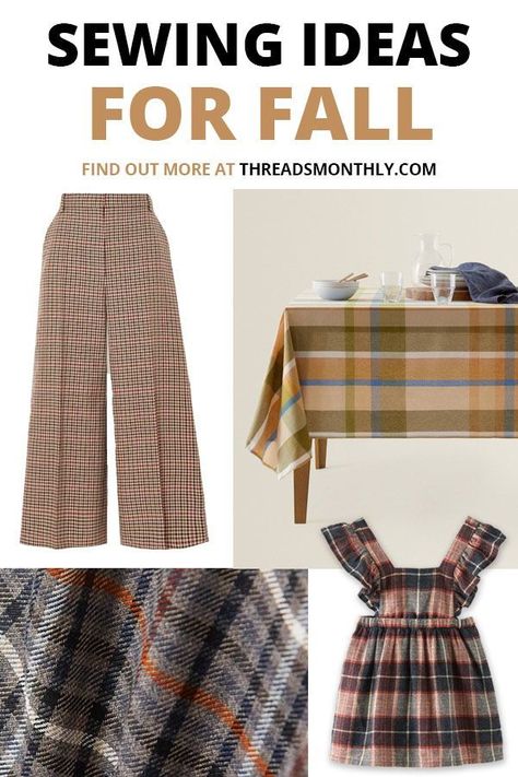 Get inspired to sew fall home decor and clothes. These sewing projects range from beginner friendly to intermediate. Patternless Sewing Projects, Tweed Sewing Ideas, Winter Clothes Sewing Ideas, Fall Clothes Sewing Patterns, Fall Sewing Clothes, Autumn Sewing Projects Clothes, Fall Clothing Patterns, Easy Upcycle Projects Clothes, Sew Winter Clothes