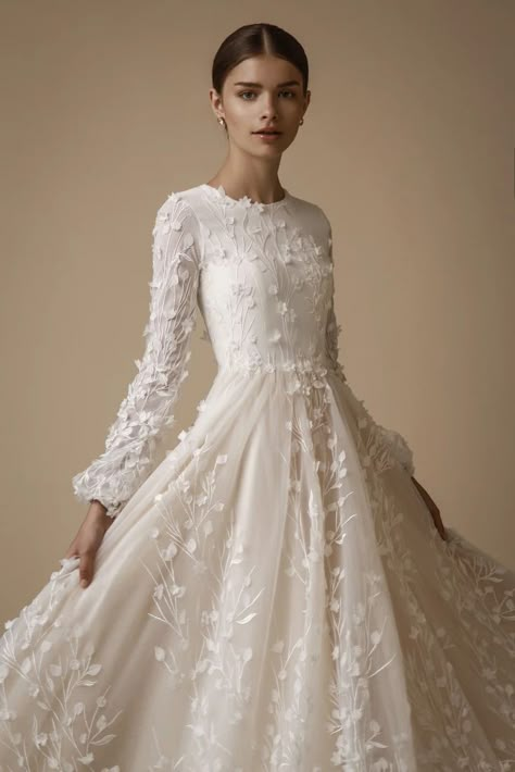 Bride Dress♡ Baju Kahwin, Modest Bridal, Modest Wedding Gowns, Modest Wedding, Best Wedding Dresses, Modest Wedding Dresses, Long Wedding Dresses, Wedding Dress Long Sleeve, Wedding Dresses Simple