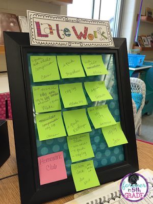 Forever in Fifth Grade: Show & Tell Tuesday-Spring is Coming! Late Work, Teaching Classroom Management, Teaching Organization, Class Organization, 5th Grade Classroom, 4th Grade Classroom, Teacher Desk, Class Management, Middle School Classroom