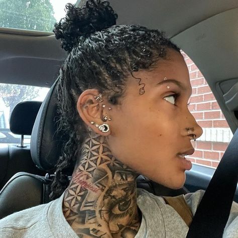 Madalyn Roseberry⚡️ on Instagram: "Vanish✨ -GIVĒON" Women Face Tattoo Ideas, Face Tattoo Aesthetic, Around The Neck Tattoo, Female Tats, Women Neck Tattoo, Nice Tatoos, Back Tattoos For Guys Upper, Baddie Tats, Manifestation 2024