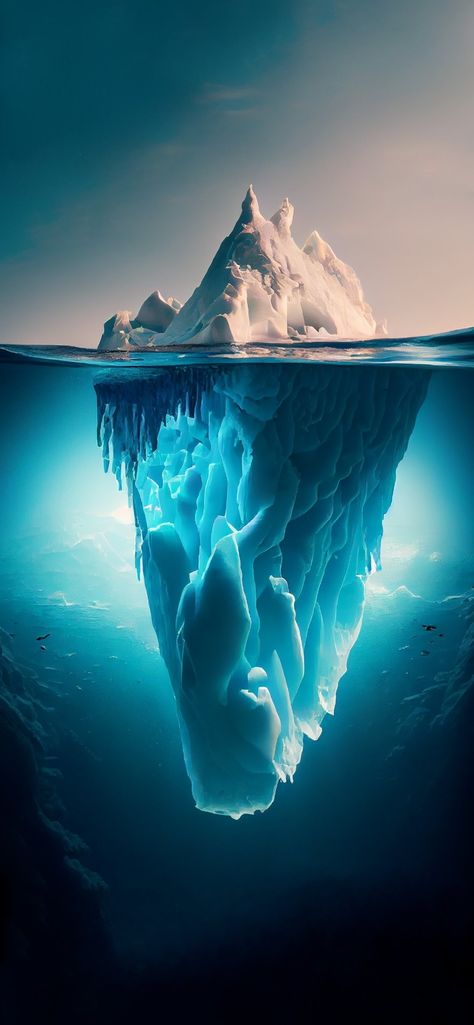 Underwater Iceberg, Iceberg Aesthetic, Iceberg Wallpaper, Tip Of Iceberg, Icy Wallpaper, Iceberg Art, Superhero Background, Mini Wallpaper, Galaxy Wallpapers