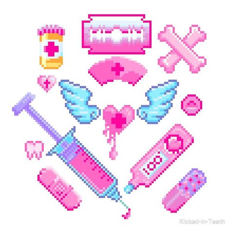 Design Yami Kawaii Pixel Art, Menhera Aesthetic, Menhera Fashion, Yume Kawaii, Arte Do Kawaii, Arte 8 Bits, Perler Bead Templates, Kandi Patterns, Art Factory