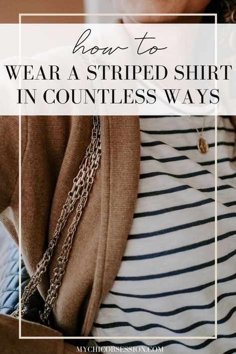 A striped top is a wardrobe must-have for mixing and matching and creating endless chic and classic looks. If you are looking for new inspiration and different ways on how to wear this item, then keep reading for the top chic outfit ideas on how to wear a striped shirt! #loafersoutfit #casualchic #businesscasual #stripedshirtoutfit #stripedtopoutfit Classic Striped Shirt Outfit, Khaki Pants Striped Shirt Outfit, Black Jeans And Striped Shirt Outfit, Fall Short Sleeve Tops, Fall Striped Shirt Outfit, Wide Leg Jeans Striped Shirt, White With Black Stripes Shirt Outfit, Style Black And White Striped Shirt, French Striped Shirt Outfits