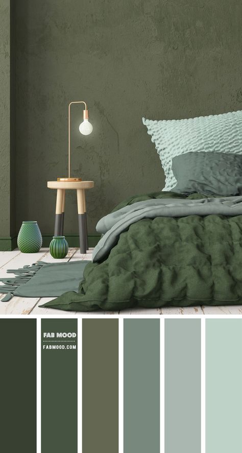 Color inspiration Archives - Fabmood | Wedding Colors, Wedding Themes, Wedding color palettes Green Room Grey Furniture, Bed Design Green Colour, Sage And Forest Green Bedroom, Forest Green Shades, Green Bedrooms Color Schemes, Green Colour Bedroom Ideas, Bedroom Ideas Forest, Shades Of Green Bedroom, Mint Green Interior Design