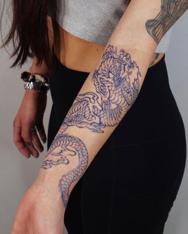 Tattoo Lower Arm, Dragon Tattoo Arm, Dragon Tattoo Ideas, Tattoo Samples, Men's Fashion Tips, Men Style Tips, Dragon Tattoo, Arm Tattoo, Polynesian Tattoo