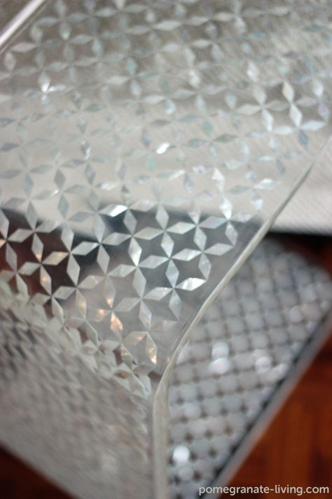 C-Clear side table in clear acrylic. The intricate geometric pattern is inlaid in mother of pearl by hand. £1,280. http://www.pomegranate-living.com/cclear-table-with-star-pattern-by-nada-debs.ir?cName=brands-nada-debs-accent-tables Nada Debs, Lucite Coffee Tables, Inlay Table, Lucite Table, Acrylic Furniture, Inlay Furniture, Concrete Furniture, Small House Design Plans, Marble Inlay