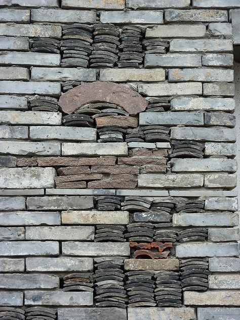 Academy of Art by Wang Shu via flickr. Tile. Brick. Stone. Wall. Exterior. Design. Building. Wang Shu, Exterior Wall Art, Facade Material, Brick Architecture, Tv Wall Design, Tv Decor, Trondheim, Exterior Paint Colors, Brick And Stone