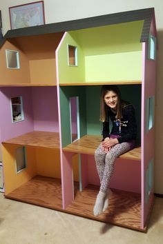 Large Doll House, American Doll House, American Girl House, Large Dolls House, American Girl Furniture, Barbie House Furniture, Doll Storage, American Girl Doll House, Bookshelf Plans