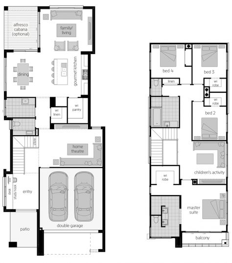 Lancaster 31- Two Storey Floor Plan Two Storey Floor Plan, Duplex Architecture, Property Layout, Staircase Pictures, Double Storey House Plans, Mcdonald Jones Homes, Baby Remedies, Double Story House, Narrow House Plans