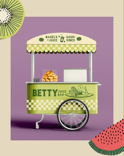 Small Business Store Ideas, Juice Booth Design, Cute Food Cart, Juice Kiosk, Healthy Branding, Drinks Stand, Healthy Design, Juice Bar Design, Bar Branding