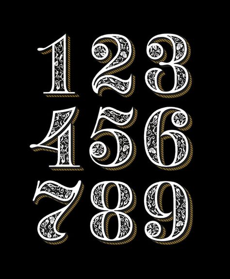 Number Fonts For Tattoos, Fonts Numbers, Number Tattoo Fonts, Fonts For Tattoos, Font Tato, Numbers Typography, Tattoo Fonts Alphabet, Alphabet Lettering, Number Fonts