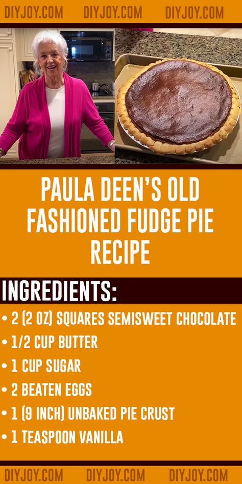 Paula Deen's Old Fashioned Fudge Pie Recipe via @diyjoycrafts